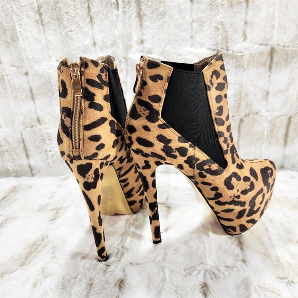 Luichiny Sexy Leopard 6" High Heels Platform Ankle Boots - Picture 10 of 12